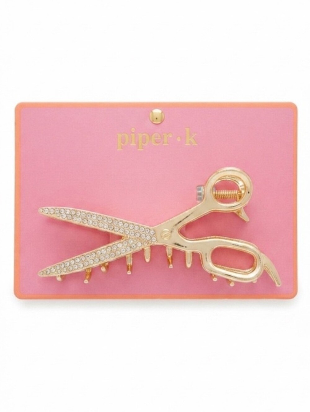 ✂️▪️ Piper K▪️ Gold Toned Metal Scissors Hair Claw Clip w Rhinestones - Picture 2 of 2